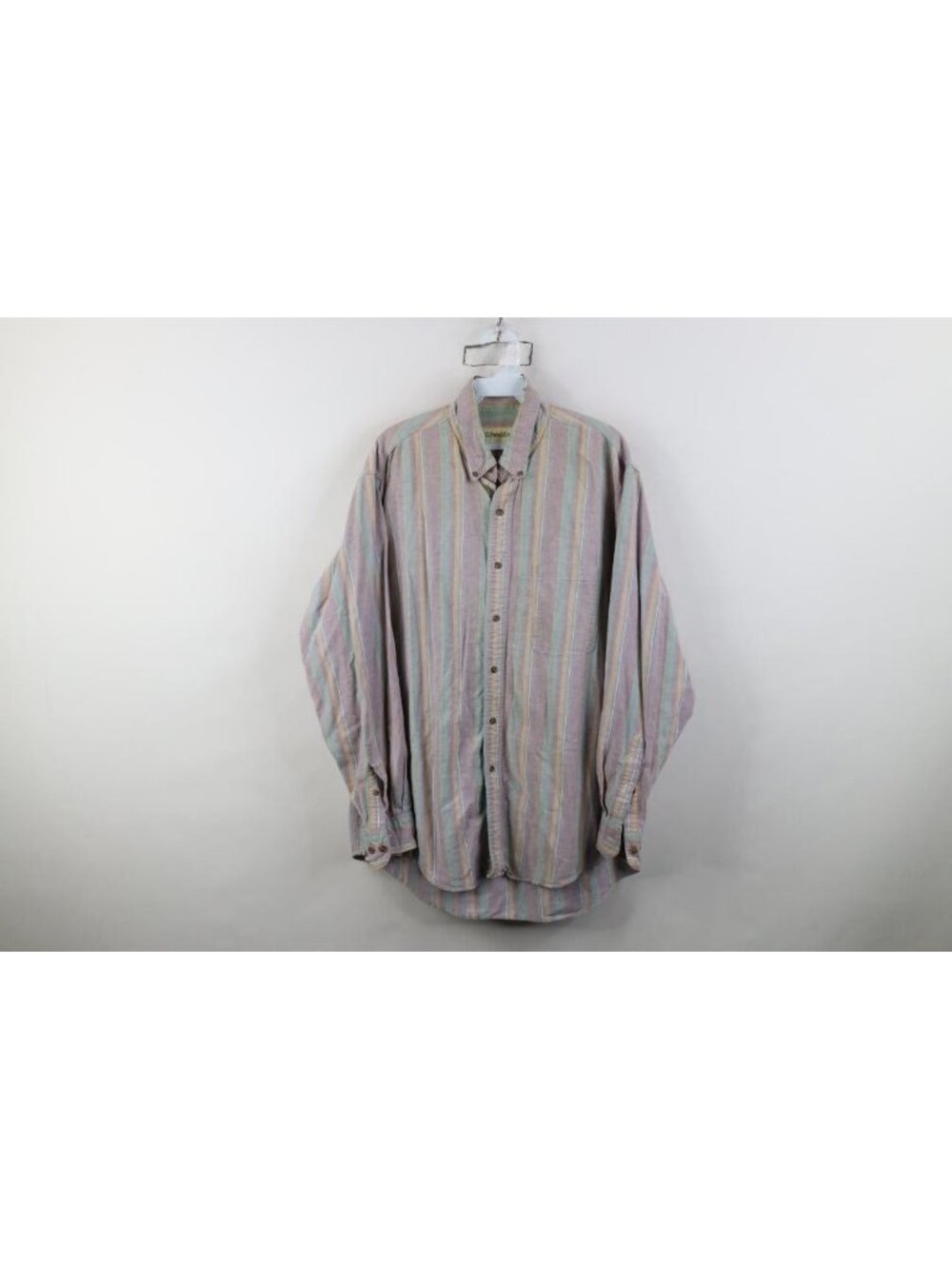 Vintage 90s Streetwear Mens Large Distressed Striped Oxford Button Down Shirt